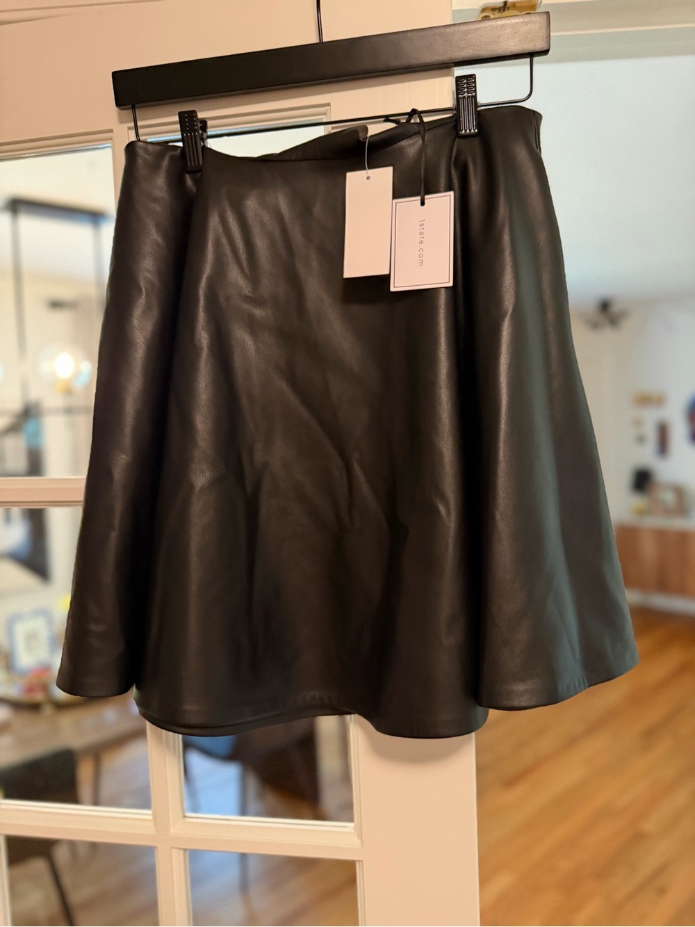 1. State Black Faux Leather Circle Skirt